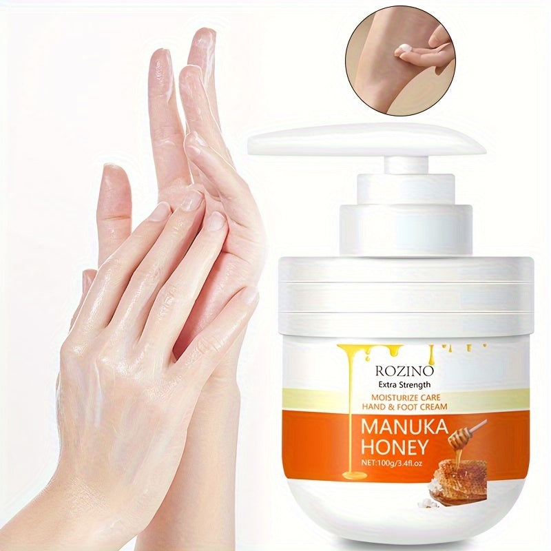 Manuka Honey Hand & Foot Cream, 100g/3.41oz, Moisturizing Skin Care, Soothes Dryness, Skin Hydration, Smooths Fine Lines For Soft, Clear Complexion