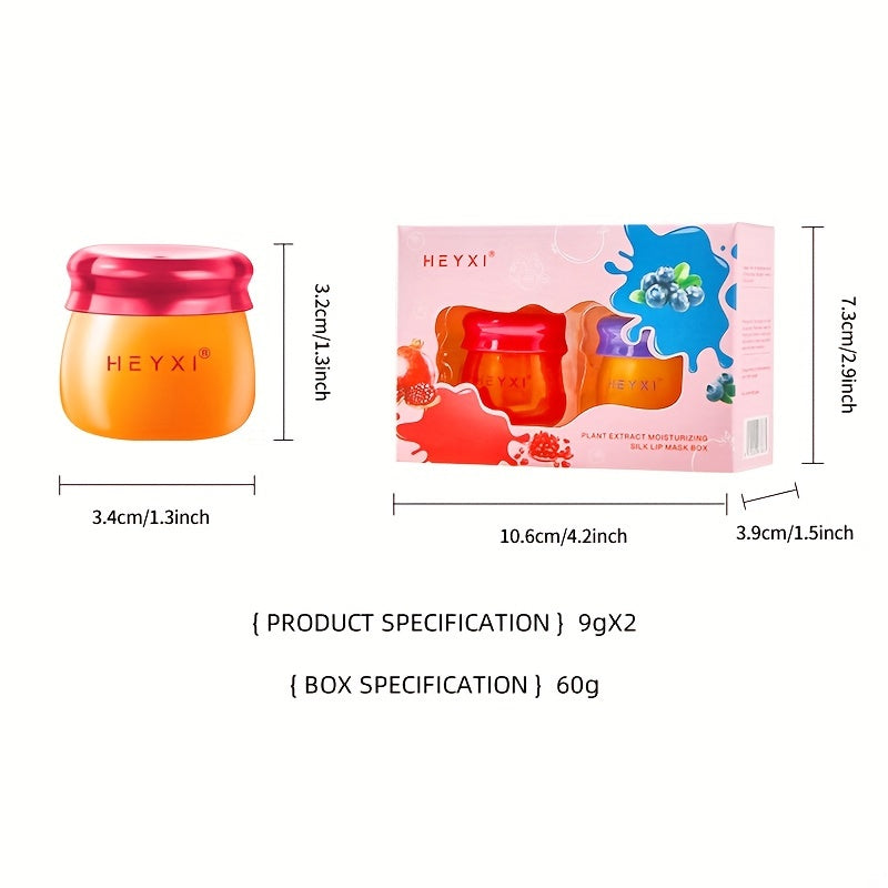 2pcs Honey Pot Shape Blueberry and Pomegranate Lip Mask Set - Lip Care and Makeup Lip Base for Moisturizing and Dark Lip Correction - Day and Night Lip Balm for Soft and Smooth Lips