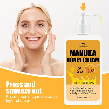 150ml Manuka Honey Nourishing Moisturizing Cream - Intense Hydration for Dry Skin, All-Day Softness - Unisex Daily Skin Care Lotion
