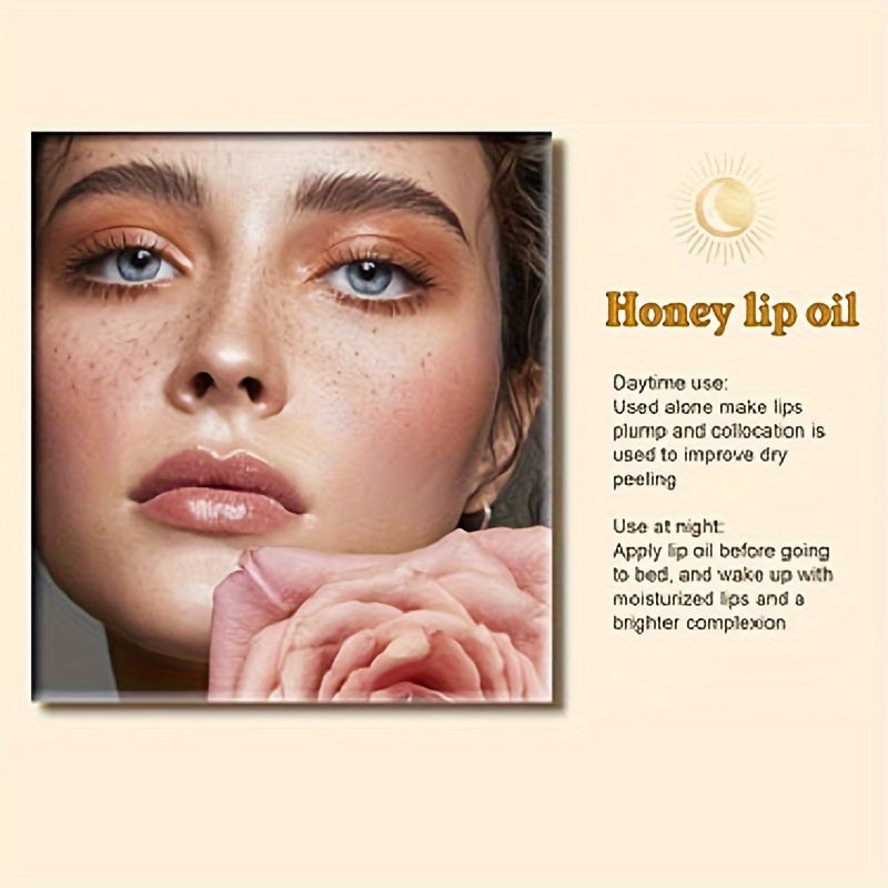 Honey Lip Oil - Nourishing Lip Care for Fade Lip Lines, Restorative Hydration, Soothing Cracked Skin - Liquid Honey Balm for Radiant, Long-lasting Glow