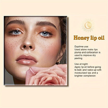 Honey Lip Oil - Nourishing Lip Care for Fade Lip Lines, Restorative Hydration, Soothing Cracked Skin - Liquid Honey Balm for Radiant, Long-lasting Glow
