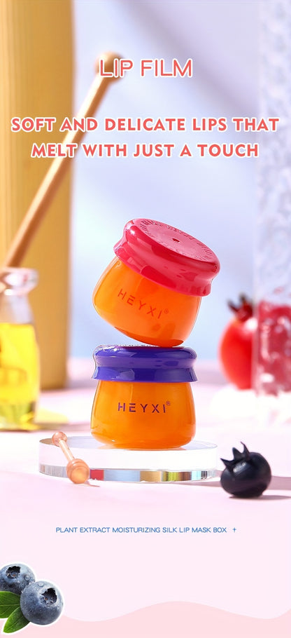 2pcs Honey Pot Shape Blueberry and Pomegranate Lip Mask Set - Lip Care and Makeup Lip Base for Moisturizing and Dark Lip Correction - Day and Night Lip Balm for Soft and Smooth Lips