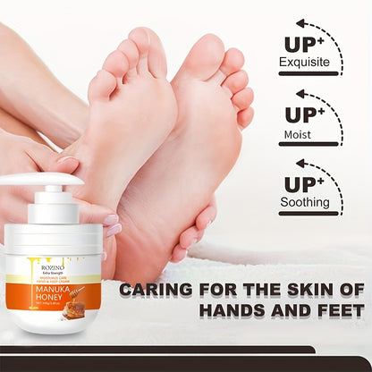 Manuka Honey Hand & Foot Cream, 100g/3.41oz, Moisturizing Skin Care, Soothes Dryness, Skin Hydration, Smooths Fine Lines For Soft, Clear Complexion