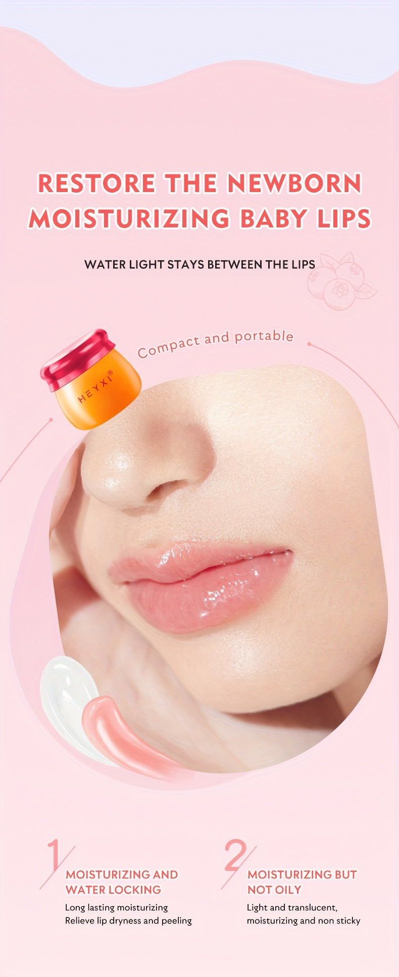 2pcs Honey Pot Shape Blueberry and Pomegranate Lip Mask Set - Lip Care and Makeup Lip Base for Moisturizing and Dark Lip Correction - Day and Night Lip Balm for Soft and Smooth Lips