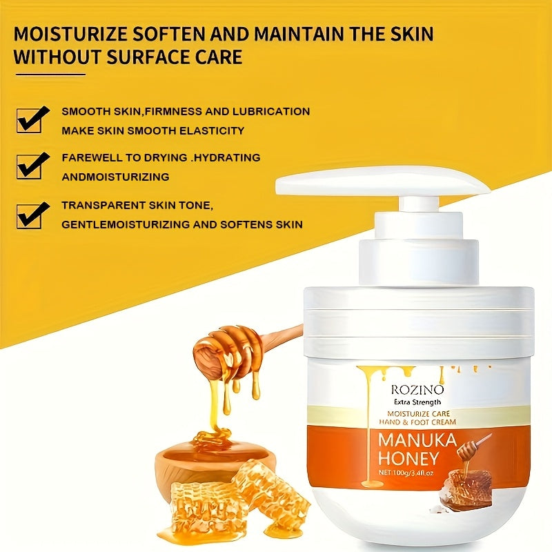 100g honey hand and foot cream pressing bottle, hand and foot cream, hand and foot care cream stick, moisturizing and moisturizing, Brighten Light Beige, Boost radiance, only moistening not greasy care hands and feet, farewel