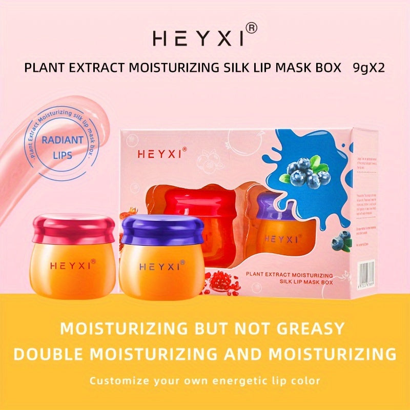 2pcs Honey Pot Shape Blueberry and Pomegranate Lip Mask Set - Lip Care and Makeup Lip Base for Moisturizing and Dark Lip Correction - Day and Night Lip Balm for Soft and Smooth Lips