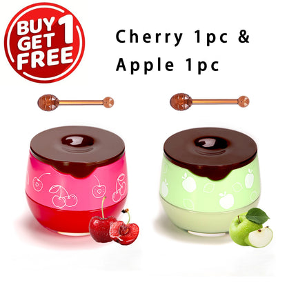 [Buy 1 Get 1 Free]2 Pack Bee Balm Lip Balm Honey Pot, Exfoliating Honey & Strawberry Propolis Lip Mask, Hydrating & Prevention Dry And Cracked Lip Scrubs Exfoliator Lip Sleeping Mask Reduces Lip Lines With Brush Lip Care Vale