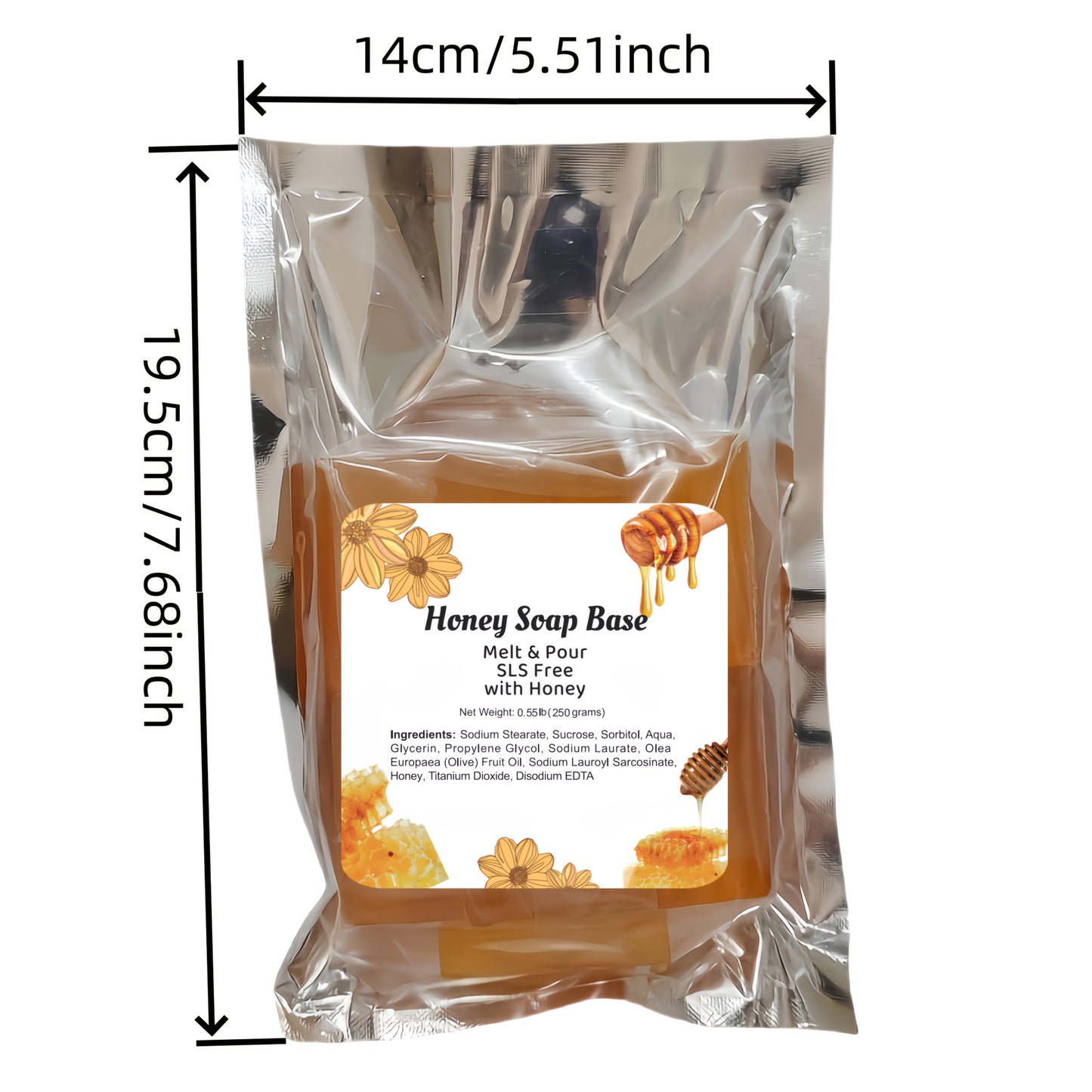 8.82oz Honey Soap Base for DIY Handmade Soaps - Moisturizing Glycerin-Infused, Fragrance-Free with Natural Honey Extract, Ideal for Soap Making Enthusiasts, Honey Glow Soap