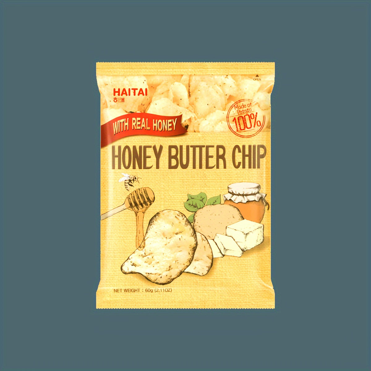 HAITAI, 2.11oz*6packs, Korean Honey Butter Potato Chips, Tasty Crispy Casual Office Snack