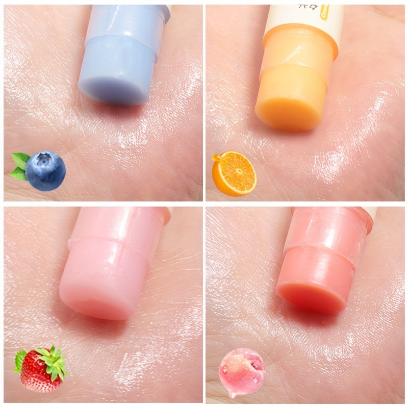 4pcs Fruit Moisturizing Jelly Color-changing Lipstick Set Gift Box Moisturizing Lip Balm Brightens And Lightens The Natural Nude Makeup Of Lip Lines, And Fruit Honey-flavored Lipstick Hydrating Moisturizing Lip Balm Valentine