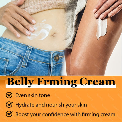 1.764oz Unisex Firming Belly Cream with Jojoba Oil, Caffeine, Hyaluronic Acid, Honey, Shea Butter, Vitamin E - Unscented Moisturizing Skin Care for All Skin Types - Tightening Body Lotion for Butt, Belly, Thighs, Arms