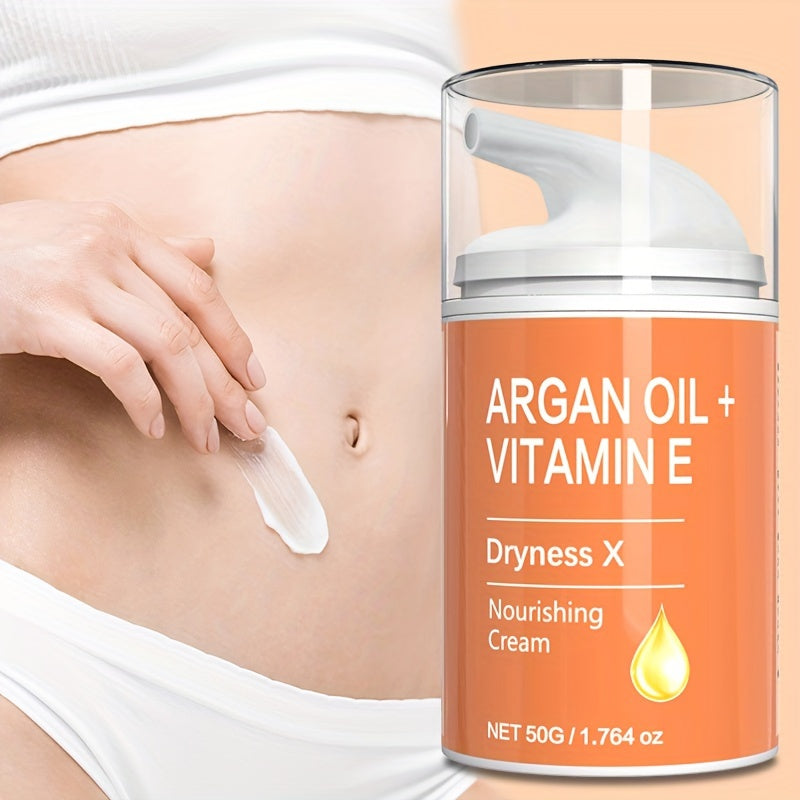 Unscented Argan Oil & Vitamin E Nourishing Cream 1.764oz - Hydrating Unscented Body Moisturizer for Dry Skin with Honey, Jojoba & Caffeine - Compact Firming & Lifting for All Skin Types, Unisex Adult