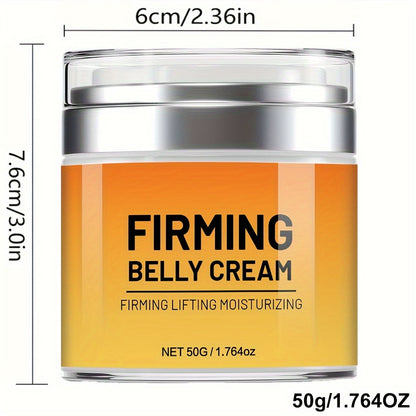 1.764oz Unisex Firming Belly Cream with Jojoba Oil, Caffeine, Hyaluronic Acid, Honey, Shea Butter, Vitamin E - Unscented Moisturizing Skin Care for All Skin Types - Tightening Body Lotion for Butt, Belly, Thighs, Arms