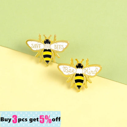 Bee Set Homophonic Be Kind Save Bee Enamel Pins Brooches Bag Clothes Lapel Pin Pink Blue Round Badge Honey Bee Jewelry Gifts