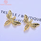 (968)6PCS 13x17MM 24K Gold Color Brass Bee Earrings Pendants Charms High Quality Diy Jewelry Findings Accessories