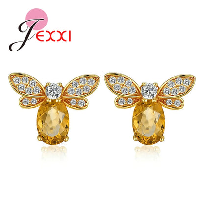 New Amazing Luxury Bee Jewelry Sets For Women/Girls 925 Sterling Silver Pendant Necklace Earrings Bracelets Ring