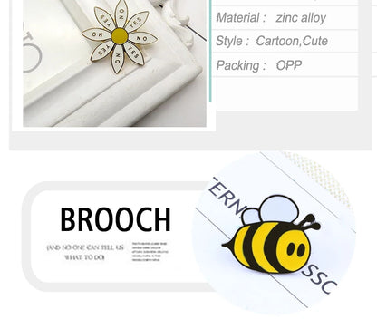 Cute Bee Flower Enamel Pin Funny Chrysanthemum Petal Brooch Women Jeans Coat Lapel Pin Badge Jewelry Gift for Friend New Arrival
