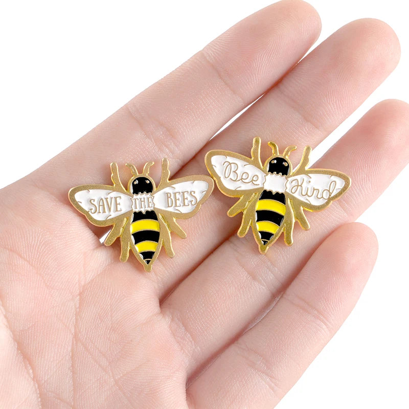 Bee Set Homophonic Be Kind Save Bee Enamel Pins Brooches Bag Clothes Lapel Pin Pink Blue Round Badge Honey Bee Jewelry Gifts
