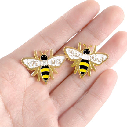 Bee Set Homophonic Be Kind Save Bee Enamel Pins Brooches Bag Clothes Lapel Pin Pink Blue Round Badge Honey Bee Jewelry Gifts