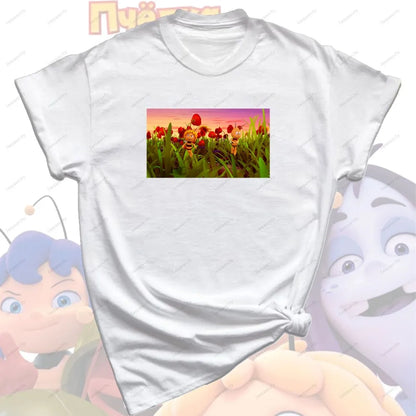 Maya The Bee T-Shirt Plain Black T Shirts Men Short-sleeve O-neck Streetwear Maya The Bee Classic Pattern High Quality Cotton