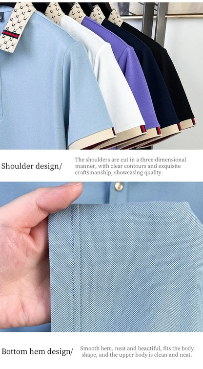 High quality honey bee embroidered short sleeve men polo shirt summer new T-shirt brand letter jacquard lapel casual trendy top