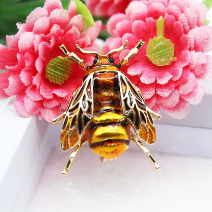 Insect Bumble Bee For Women Kids Girls Jewelry Gold Color Yellow Green Enamel Brooches