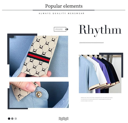 High quality honey bee embroidered short sleeve men polo shirt summer new T-shirt brand letter jacquard lapel casual trendy top