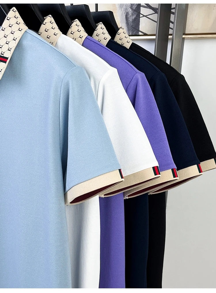 High quality honey bee embroidered short sleeve men polo shirt summer new T-shirt brand letter jacquard lapel casual trendy top