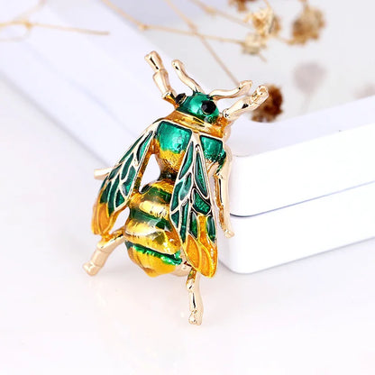 Insect Bumble Bee For Women Kids Girls Jewelry Gold Color Yellow Green Enamel Brooches