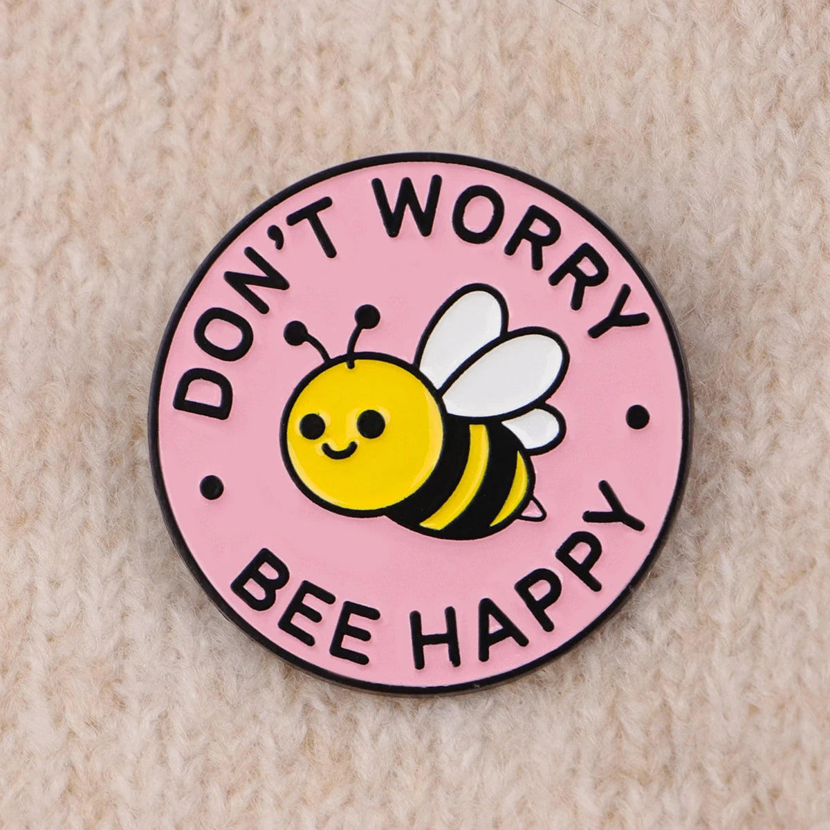 Cute BEE Enamel Pin DON'T WORRY Quotes Brooch Pines Lapel Pins Badge on Backpack Clothing Accessories Fashion Jewelry Gift