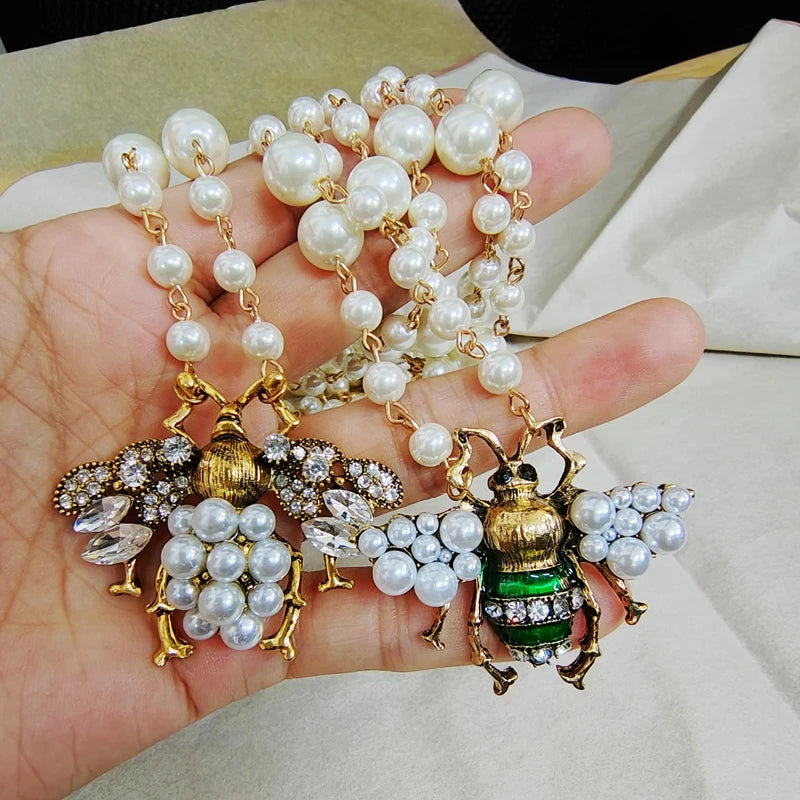 Luxury Handmade Elastic Pearl Bee  Bracelet Bangle Jewelry For Women Party Gift