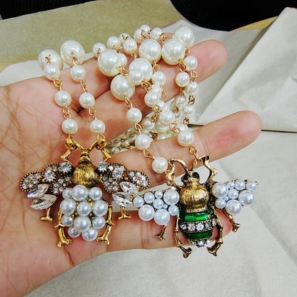 Luxury Handmade Elastic Pearl Bee  Bracelet Bangle Jewelry For Women Party Gift