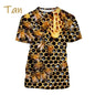 Insect Bee Graphic T Shirt for Men 3D Hive Honey Honeycomb Printing Tee Shirts Kawaii Cute Kids y2k Tops Womens Clothing T-shirt