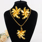Luxury  Plated Bee Flower Shape Necklace Earrings Set for Women Girl Dubai Nigeria Fashion Design Jewelry Gift for Party