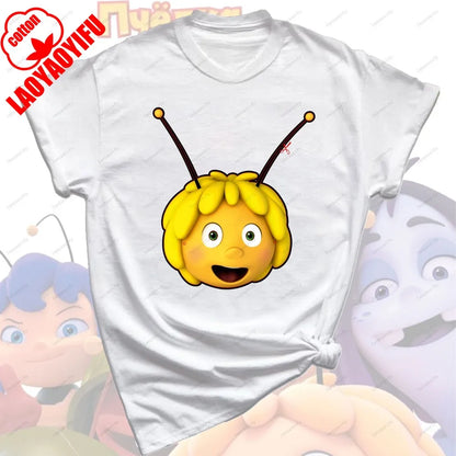 Maya The Bee T-Shirt Plain Black T Shirts Men Short-sleeve O-neck Streetwear Maya The Bee Classic Pattern High Quality Cotton