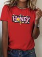 Women's Soft T-Shirt with Funny Honey Graphic Print Casual Crew Neck Short Sleeve Comfortable for Attire Daily Tops Clothing