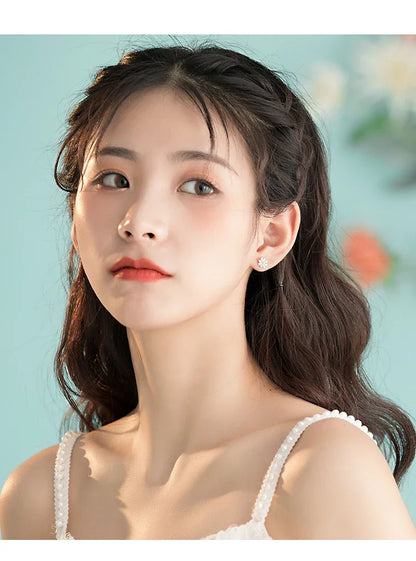 Real 925 Sterling Silver bee flower Earrings Women Simple Fashion Wedding Jewelry Accessories