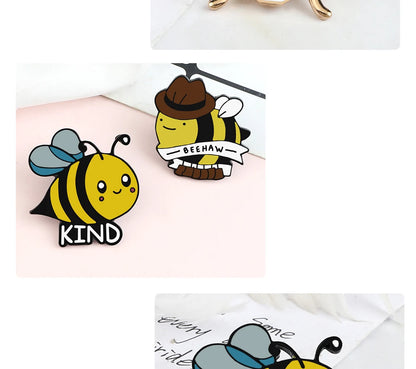 Funny Bee Insect Series Brooch Cartoon Women Men Exquisite Enamel Pins Backpack Jeans Lapel Badges Jewelry Gift For Kids Friends