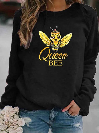 Bee Print Crew-neck Hoodie for Women Sweatshirt  Sweatshirts  Hoodies  Streetwear Women  Clothes  Harajuku
