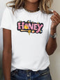 Women's Soft T-Shirt with Funny Honey Graphic Print Casual Crew Neck Short Sleeve Comfortable for Attire Daily Tops Clothing