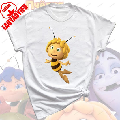 Maya The Bee T-Shirt Plain Black T Shirts Men Short-sleeve O-neck Streetwear Maya The Bee Classic Pattern High Quality Cotton