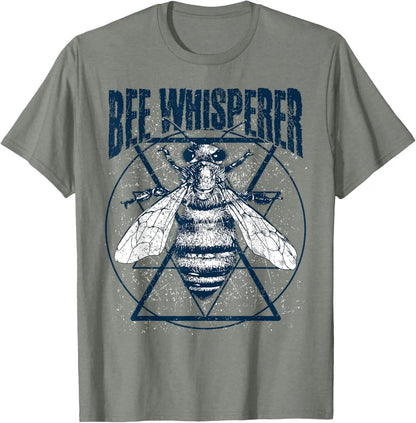 Bee Whisperer Graphic Tee Men's Cotton Round Neck Casual T-Shirt Short Sleeve
