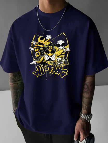 Summer New Cartoon Bee Print Tshirts For Men Casual Round Neck Short Sleeve Tees Fashion Gift Street Trend Tshirts Men Clothing