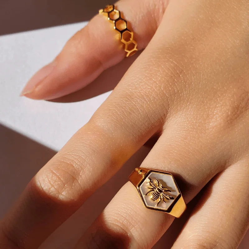 A pair of  Womens Fashionable Bee Ring Luxurious Elegant Finish Jewelry Piece Perfect for Vacation -no box