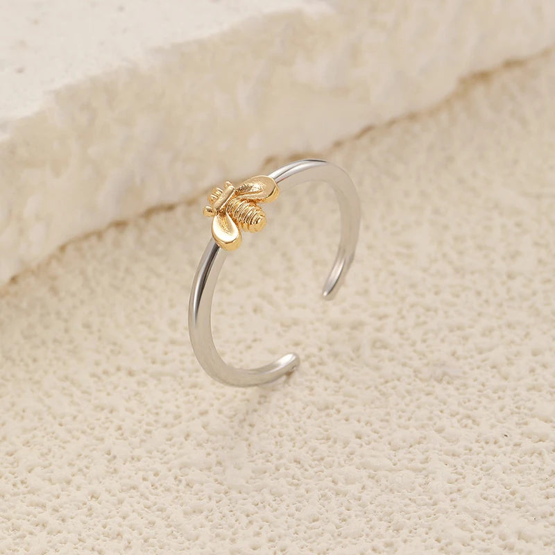 Elegant Engagement Bee Rings, Women's Fine Jewelry Gift, Exquisite Honeybee Flower