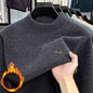 High end exquisite brand men's honey bee classic embroidered knitted comfortable sweater autumn winter new velvet warm pullover