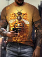 Men's Casual Honeycomb Bee Print T-Shirt Casual Round Neck Short Sleeve Tshirts Clothes New In Funny Bee Graphic T Shirts Tops