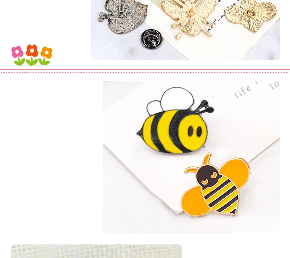Funny Bee Insect Series Brooch Cartoon Women Men Exquisite Enamel Pins Backpack Jeans Lapel Badges Jewelry Gift For Kids Friends