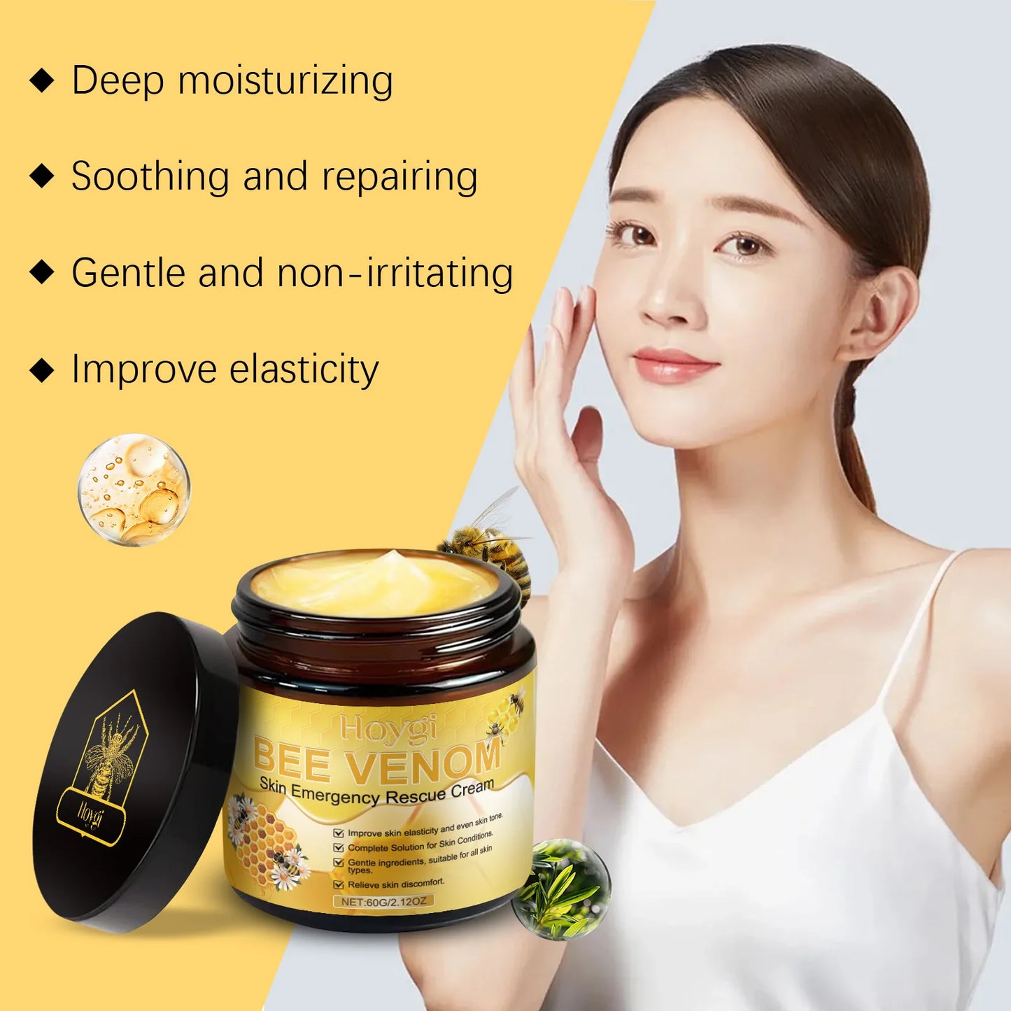 Bee Venom Cream Relieves Redness Repair Damage Skin Strengthens Skin Barrier Deep Moisturizing Skin Care Nourishing Body Cream