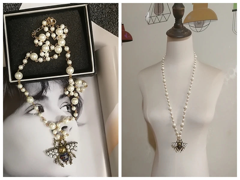 Luxury Handmade Elastic Pearl Bee  Bracelet Bangle Jewelry For Women Party Gift